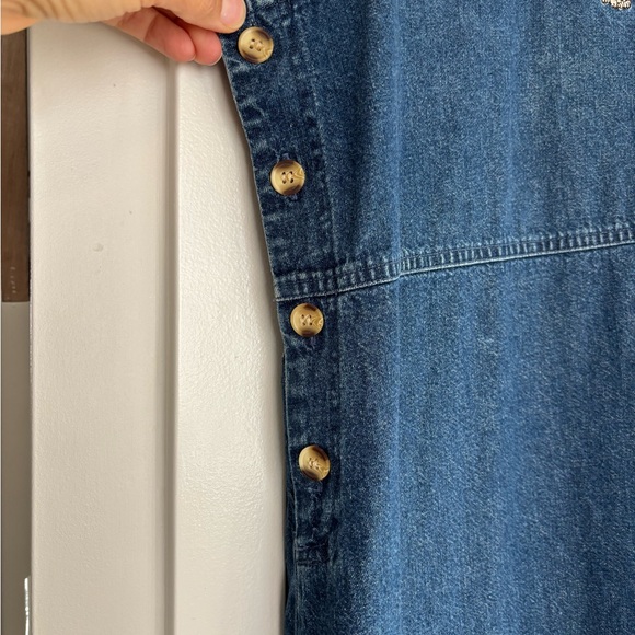 Bechamel  Embroidered Denim Sleeveless Maxi Jumper Birdhouse Cats Cottagecore XL - Picture 6 of 10